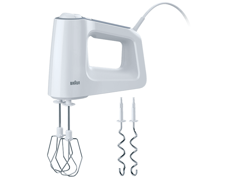 Compare Braun Hand Mixer, 500W, 5 Speeds Turbo, Smart Mix, 2 Stainless Steel Whisks, 2 Stainless Steel Hooks, HM3100WH, White at KSA Price