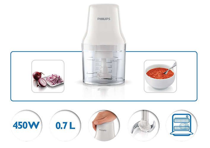 Compare Philips Daily Collection Chopper 450 W, 0.7 L, Plastic bowl, 2 Blades HR139301 at KSA Price