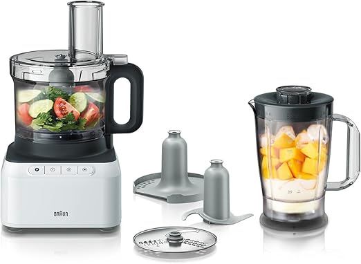 Compare Braun Food Processor, 800W, 1.2L Blender, 2.1L Bowl Capacity, 2 Speeds, Pulse Function, Slicing and Grating disc, Dough, FP3131WH, White at KSA Price
