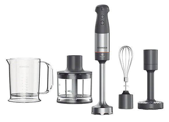 Compare Kenwood Hand Blender, Stainless Steel Wand, 1000W, Triblade XL Blending Wand, 0.5L Chopper, Metal Whisk, HBM60.307GY, Grey at KSA Price