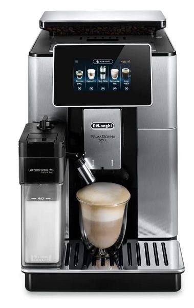Compare DeLonghi Primadonna Soul , Fully Automatic Coffee Machine, Bean to Cup, Built In Grinder, Latte Crema Hot, Automatic Milk Frother, 1440W, 2.2L, 15 Bar, Touch screen, App Connectivity, ECAM610.75.MB, Silver at KSA Price