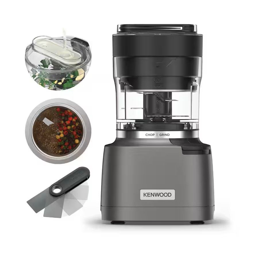 Compare Kenwood Duo Prep, 2in1 Food Chopper and Grinder with Four Serrated Blades, 800W, Compact High Speed Grinder, Nonslip Base, Dishwasher Safe, CHP80.000SI, Silver at KSA Price