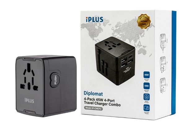 Compare IPLUS Diplomat Travel Charger Combo 4 Pack 45W 4 Port iPCH670 at KSA Price