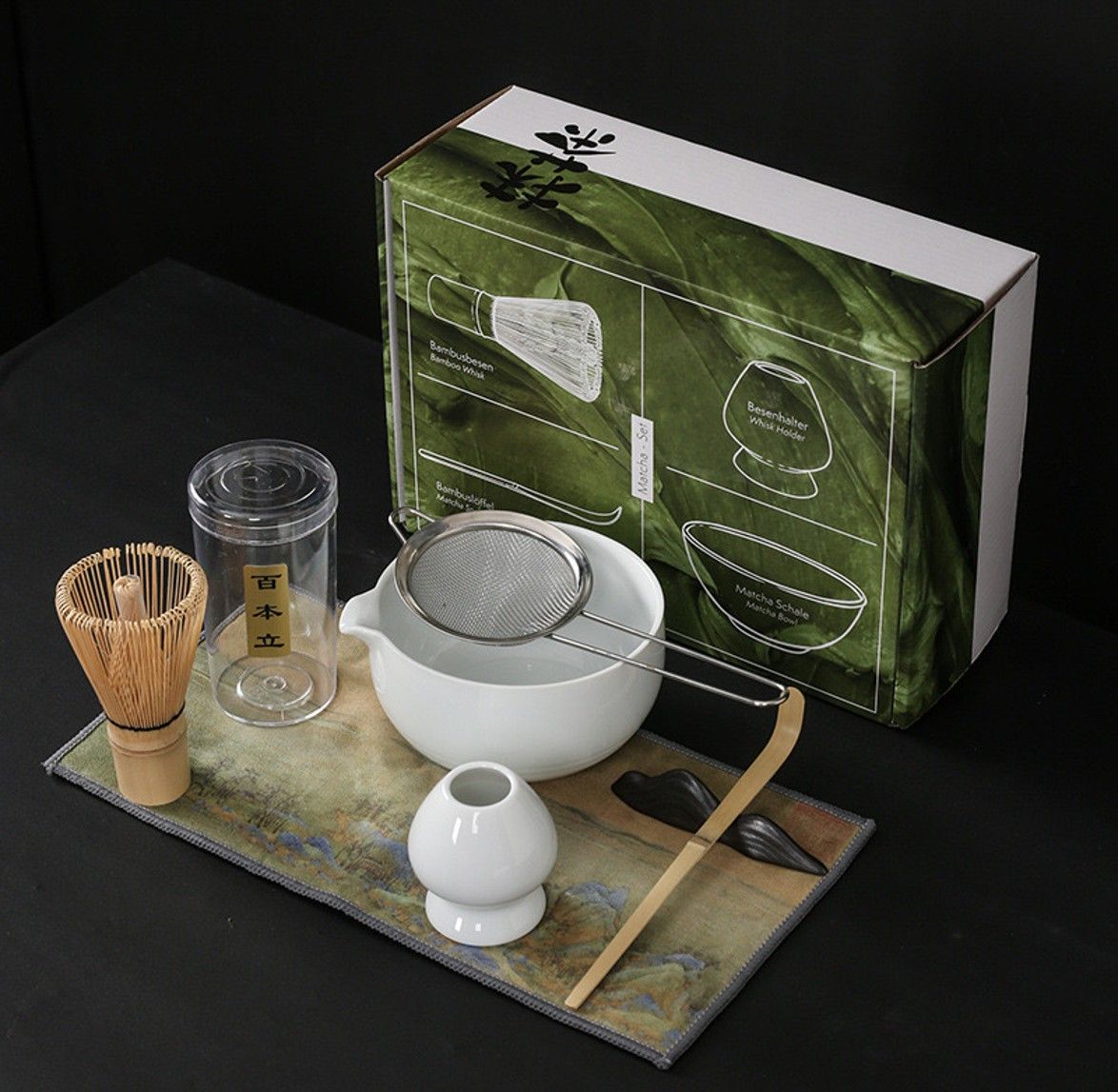 Compare Matcha Tea Set 7pcs  Bowl, Bamboo Whisk, Scoop, Holder, Stainless Steel Sifter  For Stirring Matcha at KSA Price