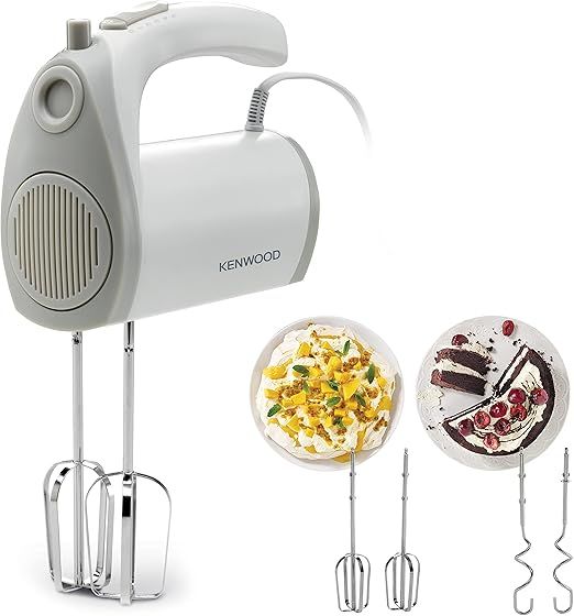 Compare Kenwood Hand Mixer Electric Whisk, 300W,5 Speeds + Turbo Button, Twin Stainless Steel Kneader and Beater for Mixing, Whipping, Whisking, Kneading, HMP20.000WH, White at KSA Price