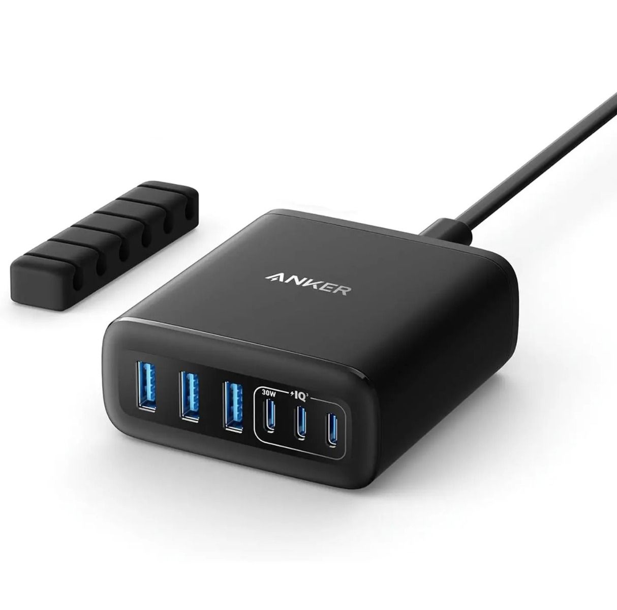 Compare Anker Charger 112W, 6 Ports USB C Charger, SG 3 Pin Plug USB Charger, Cable organizer, Superior Safety with Multiprotect, A2154K11, Black at KSA Price