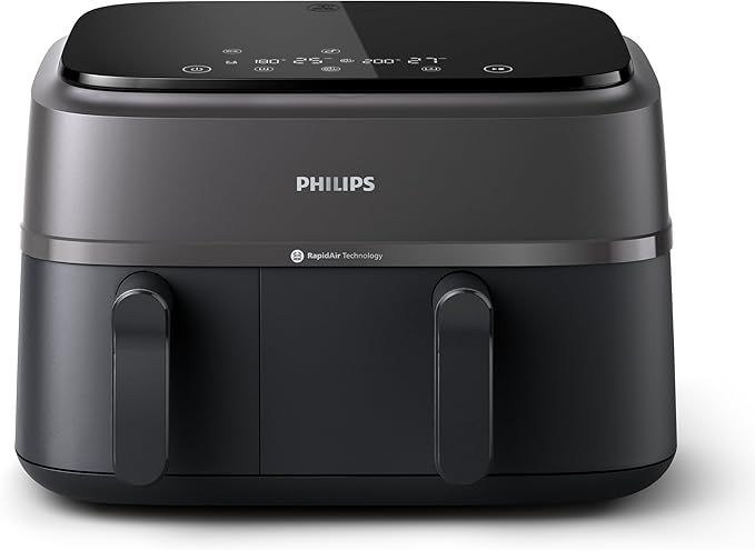 Compare Philips Dual Basket AirFryer XXL, 9L1.5KG, 2750W, 8 Presets, Dual Basket 3L + 6L, Touchscreen, Rapid Air Technology, NA35009, Black at KSA Price
