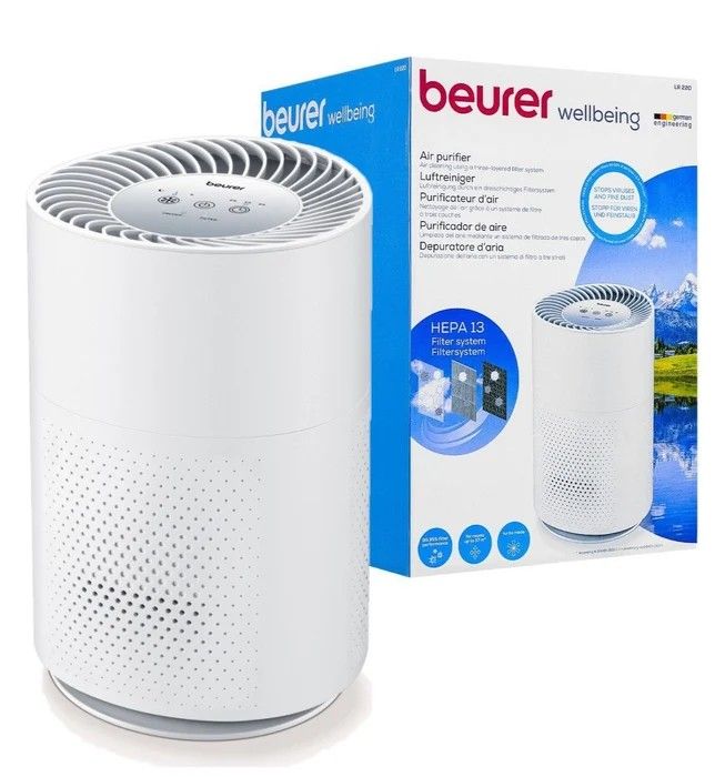 Compare Beurer Air Purifier, Clean Air for Allergy Sufferers, Filters Pollen, Dust & Bacteria, Rooms up to 37m², LR220, White at KSA Price