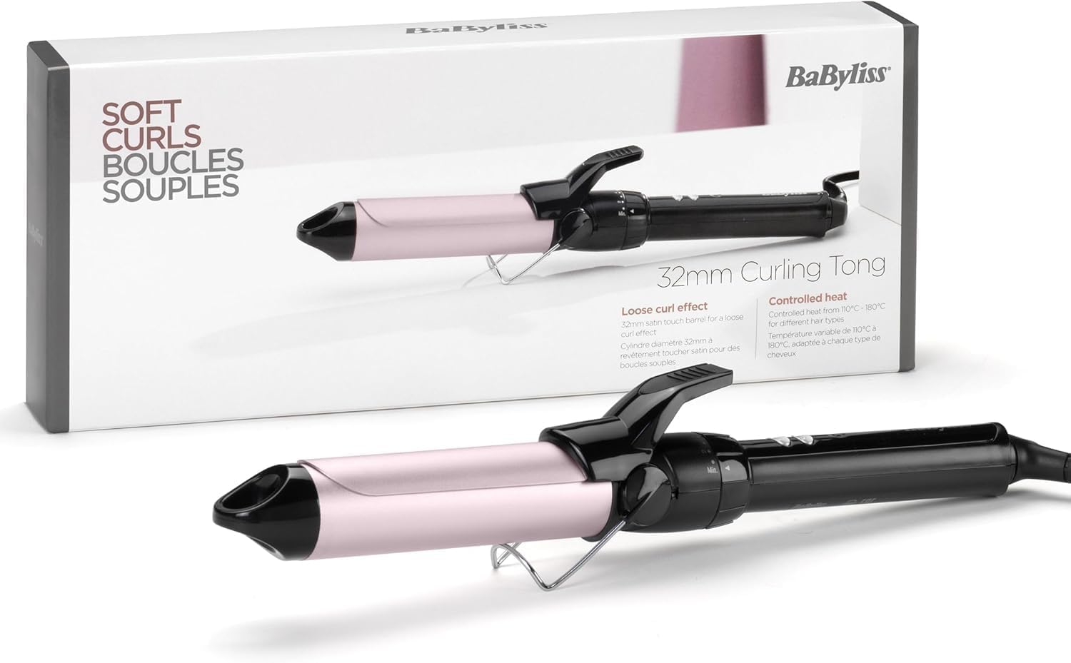 Compare BaByliss Hair Curler, 32mm Barrel for Wide Silky Curls, Satin Touch Coating, 10 Temperature Settings 110–180°C, Ionic Technology for Smooth and Shiny, BABC332SDE at KSA Price