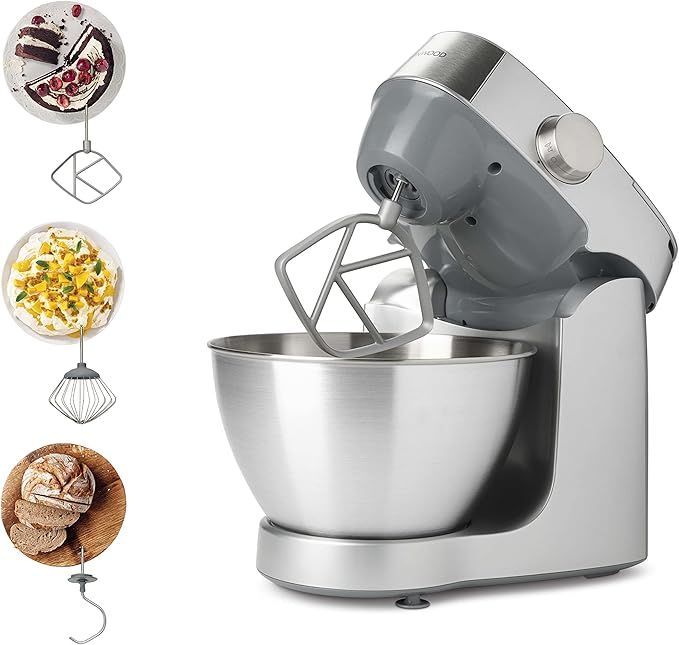 Compare Kenwood Kitchen Machine, 1000W, 4.3L Stainless Steel Bowl, Prospero 3 Attachments, Variable Speed, KBeater, Whisk, Dough Hook, KHC29.A0SI, Silver at KSA Price