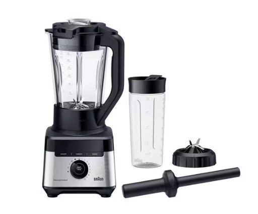 Compare Braun Power Blender7, 1400W, 2L Capacity Glass Jug, 30K rpm Motor, 10 Speeds, 9 Food Programs, Smoothie program with Tritan bottle 600ml, TriAction Technology, 10 Speed, Pulse Function, PrecisionCrush Blade, Clean Program, JB7551BK, Black at KSA Price