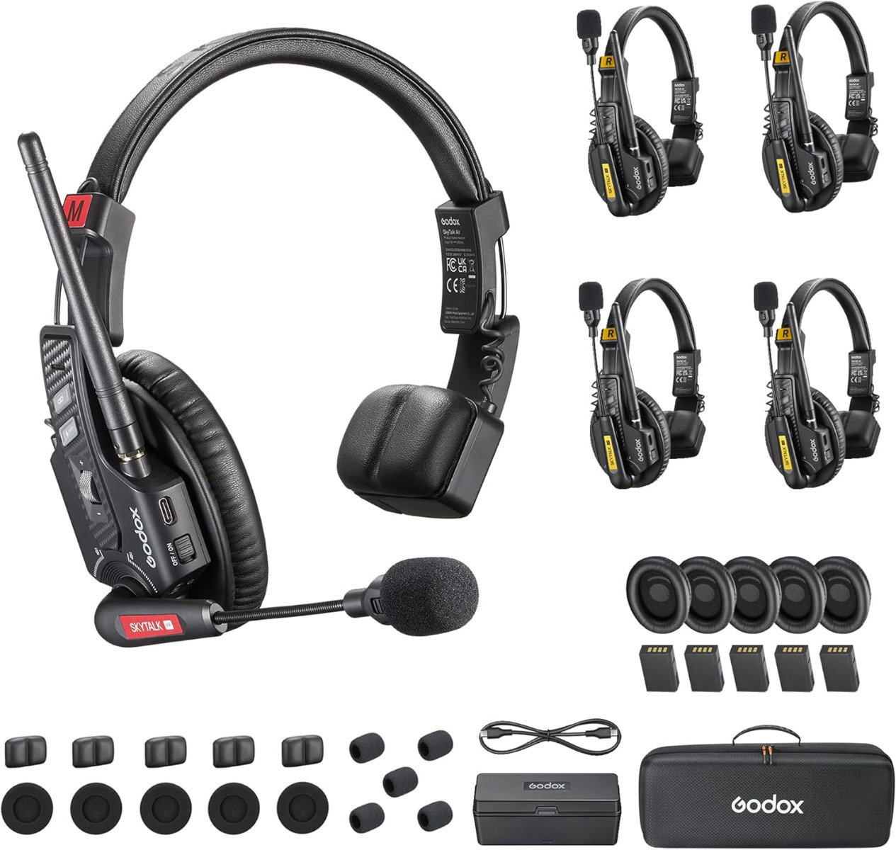 Compare GODOX SkyTalk Air 5S Wireless Intercom Headset System,2.4GHz 500m1640ft Wireless Communication Headset 20H Worktime with Noise Reduction, for 5Person at KSA Price