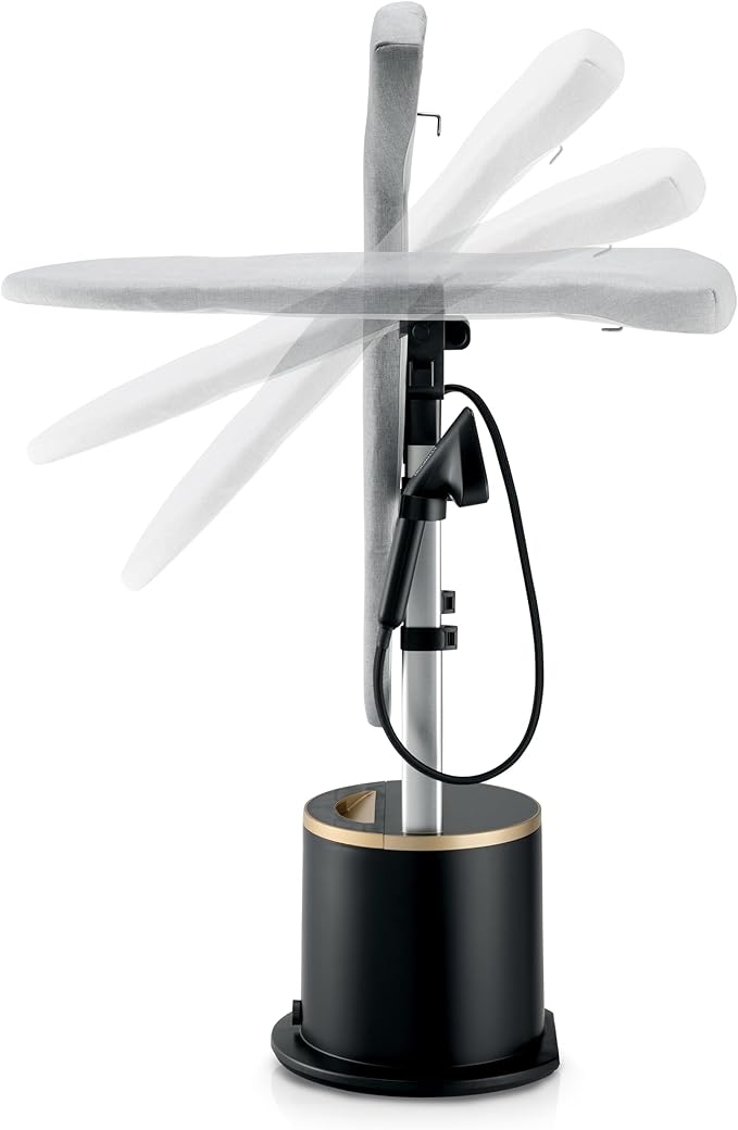 Compare Kenwood Garment Steamer 2200W, 2L Tank, 95gmin Steam, Long 3Position Ironing Board, Digital Hand & Base Control, Automatic ShutOff, GSP80.400, Matte Black with Gold at KSA Price