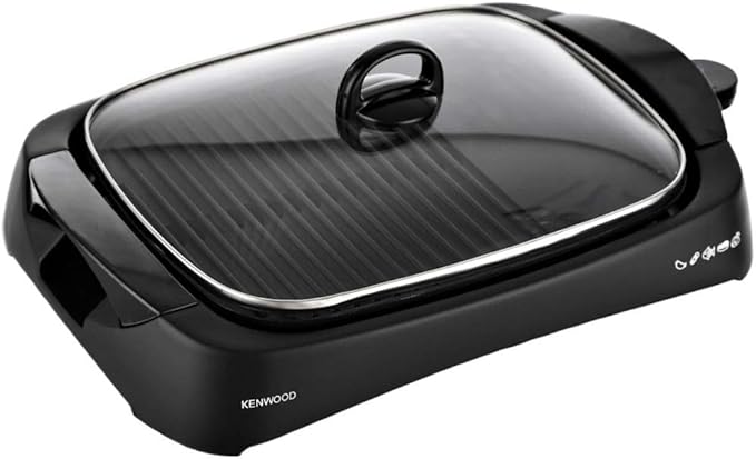 Compare Kenwood Health Grill, 1700W, Glass Lid, Variable Temperature Control, Drip Tray, Oil Draining Channels, HG230009, Black at KSA Price