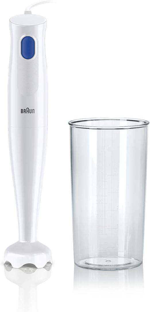 Compare Braun Multi Quick 1, 450W, Hand Blender, One Speed, 0.600L Beaker, Dishwasher Safe, MQ10.001MWH, White at KSA Price