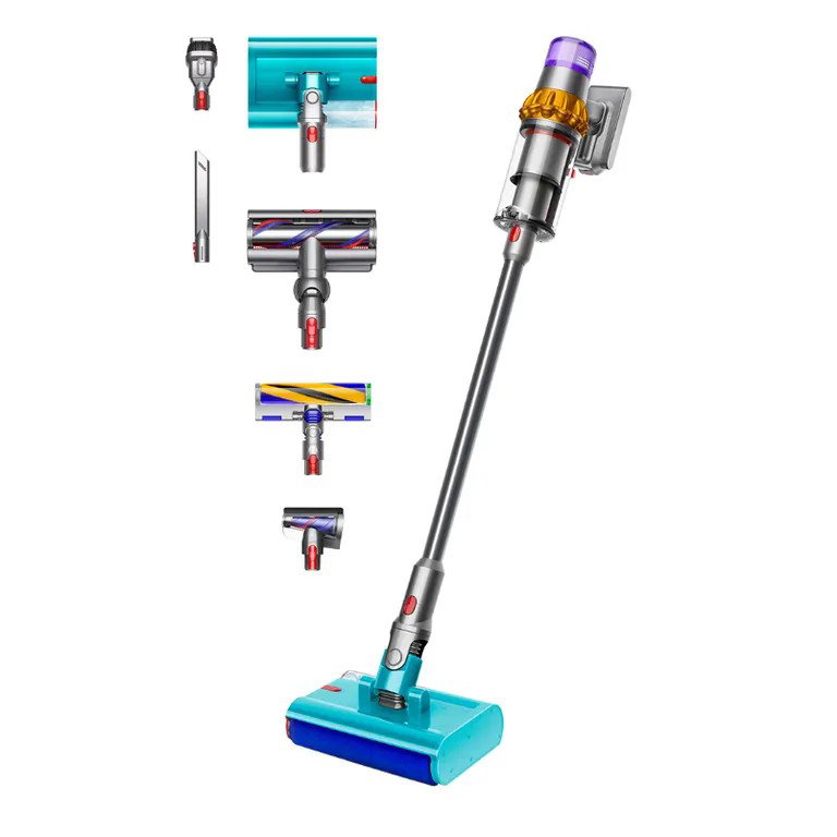 Compare Dyson V15s Detect Submarine™ Wet and Dry Vacuum Cleaner, 240W, 0.77L, 60 min Run Time, Hyerdymium Motor, SV47Submarine, YellowNickel at KSA Price