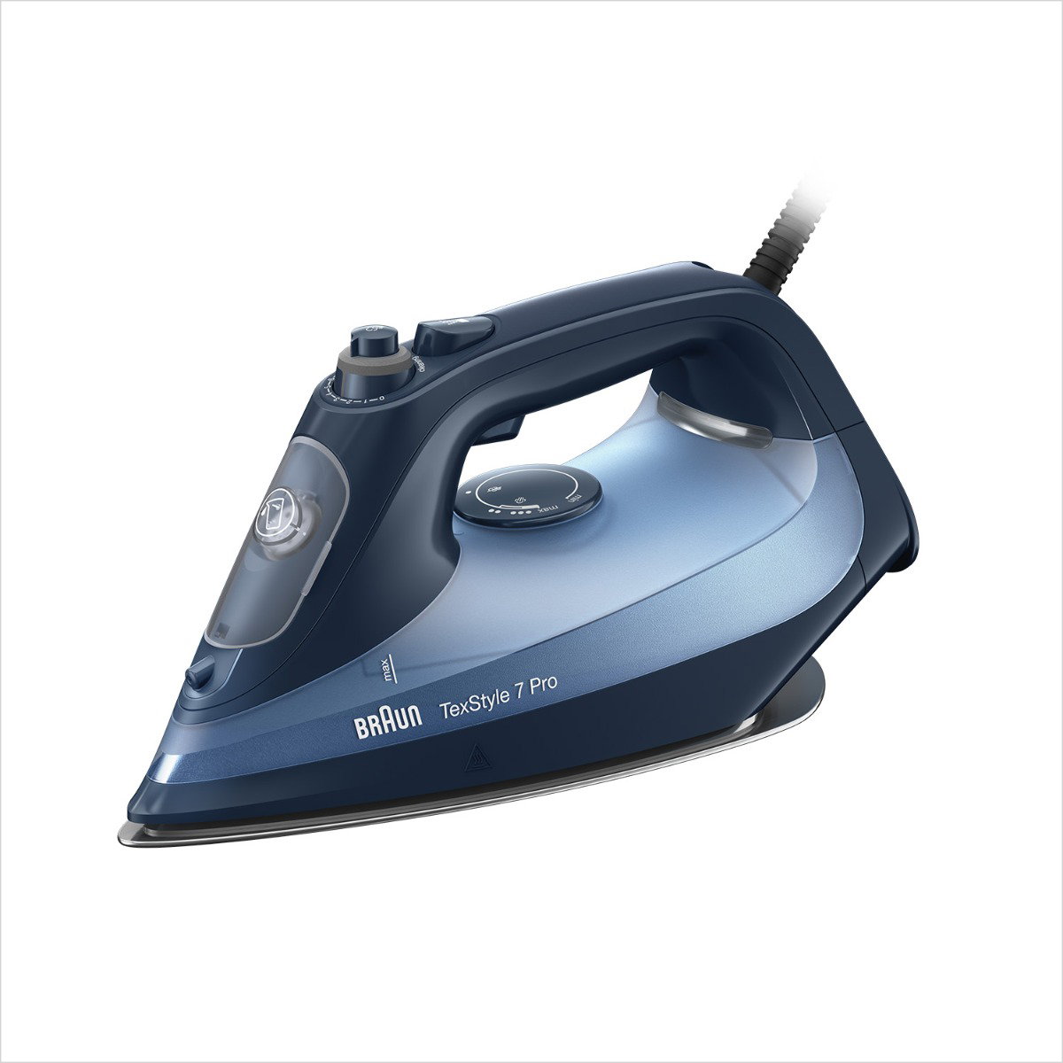 Compare Braun Steam Iron, 3000W, EloxalPlus Free Glid Soleplate, 225g Steam Shot per Minute, Anti Drip, Self Cleaning, Anti Calc, 300ML Tank Capacity, SI7160BL, Blue at KSA Price
