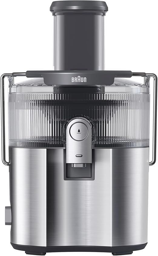 Compare Braun MultiJuice 7 Centrifugal Juicer with ColdXtract Technology, 1000W, 75mm Feed tube, 2L Juice Container, Anti Drip System, Quadruple Safety System, Stainless Steel Filter, SJ7000GY, Grey at KSA Price