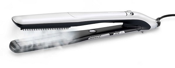 Compare Babyliss Hair Steam Straightener, Up to 210°, 5 Heat Settings, 16 Steam Outlets, Up To 4g Steam Power, 30ml Water Capacity, Straightening Comb Attachment, Auto Shut Off, Silicon Sleeve, Heat Mat, ST595SDE, Silver at KSA Price
