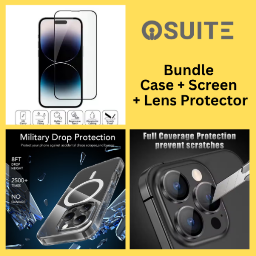 Compare iOsuite 3 in 1 iPhone 17 Pro Bundle Case + Screen + Lens Protector at KSA Price