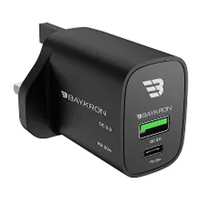 Compare Baykron 36W Fast Charging Dual Port Wall Charger TypC Black at KSA Price