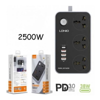 LDNIO Extension 3 Power Sooket + 3 USB…