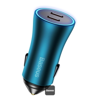 Compare Baseus Golden Contactor Pro Car Charger, 40W, 2 USBC Ports, Blue  CGJP000003 at KSA Price