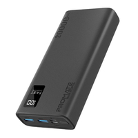 Compare Promate 20000mAh slim Smart PowerBank USBA & USBC Black at KSA Price