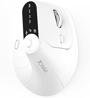 Compare JOMAA Wireless 2.4G & Dual Bluetooth ThreeChannel Ergonomic Vertical Mouse Adjustable DPI, MultiFunction Turntable for PC, Laptop, MacBook, Rechargeable White at KSA Price
