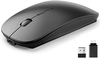Compare Bluetooth Wireless Mouse USB 2.4GHz + Bluetooth 5.2 + USBC Adapter Wireless Mouse Rechargeable for MacBook ProAirMaciPadLaptopChromebookComputerAndroid Tablet Black at KSA Price