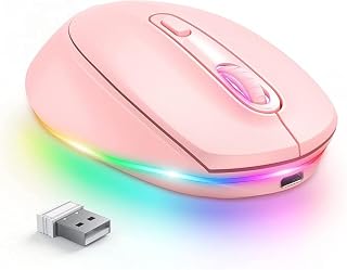 Compare SACOMP  Jomaa ReСһаrɡеable Wireless Mouse 2.4G LED Backlit Mouse for Computer Laptop Quiet Click Mice Red Ergonomic Gaming mouse pink at KSA Price