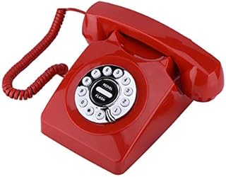 Compare Vintage Antique Telephone with Noise Cancellation for Clear Audio and Number Storage  Retro Cord Telephone in Red Red at KSA Price