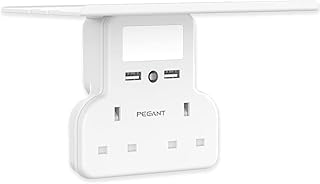 Compare PEGANT Multi Plug Extension Power Adapter With 2 USB, Night Light and Shelf, 2Way Wall Charger Electrical Extender Outlet Adaptor, Socket Charging Station for Home, Office, Kitchen at KSA Price