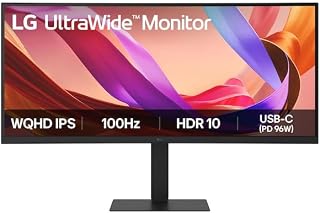Compare LG UltraWide 34U650AB Ultra Wide 34 inch PC Screen  IPS Panel QHD 3440 x 1440, 5ms GtG 100Hz, HDR 10, DCIP3 99% CIE1931, PBP, PIP, HDMI, Display Port 1.4 at KSA Price