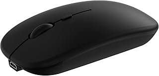 Compare Wireless Bluetooth Mouse for Apple iPad iPhone MacBook Android Samsung Tablet Phone DualMode Rechargeable 2.4G Portable Computer Mice for Windows Laptop Notebook PC Mac Desktop USB Receiver Black at KSA Price