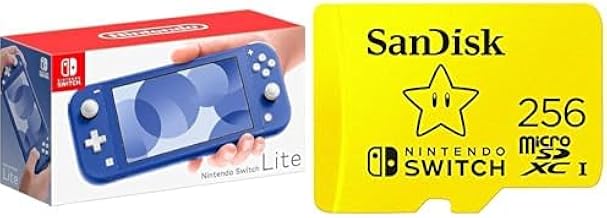 Nintendo Switch Lite (Blue) with SanDisk 256GB microSDXC…