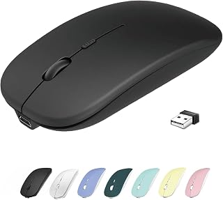 Compare Wireless Mouse, 2.4G Ultra Thin Silent Silent Click Optical Noise Free Mouse with USB Receiver, Compatible with Laptop, PC, Laptop, Computer, MacBook at KSA Price