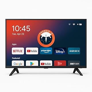 Compare SREEN 32Inch Smart TV – Android 14 OS – HD Resolution 1366×768 – Frameless LED Display – YouTube, Netflix, App Store – HDMI, USB, WiFi – Model SRET32S1 at KSA Price