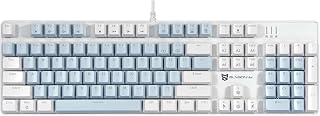 Compare Merdia Full Size Wired Mechanical Gaming Keyboard | Blue Switch Led Backlit 104 Keys US Layout Mechanical Computer Keyboards | Hot Swappable Blue & White Keycaps Light Up PC Gaming Keyboard at KSA Price