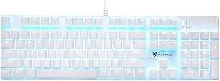 Compare 104 Keys Full Size Mechanical PC Gaming Keyboard | Brown Switch Hot Swappable White Mechanical Wired Computer Keyboards | Ice Blue LED Backlit 104 Keys US Layout Light Up Wired Gaming Keyboard at KSA Price