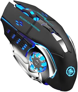 Compare ReСһаrɡеable Wireless Mouse Gaming Computer Silent Blueтᴏᴏтһ Mouse 2.4G USBs Mechasnical Backlight PC Gamer Mouse For Computer Black at KSA Price