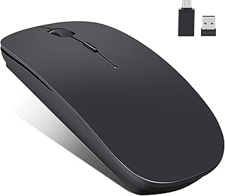 Compare Wireless Bluetooth Mouse for MacBook ProAirMaciPadLaptopDesktopMacPCComputerPhonePortable Slim Silent Office Mice with USBC Adapter 2.4 GHz USB Mice Black at KSA Price
