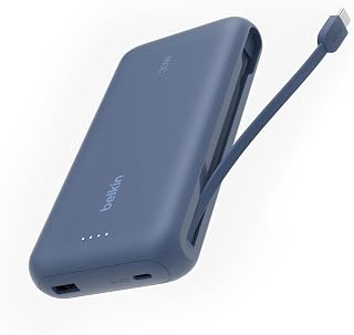 Compare Belkin Portable Charger, Power Bank with Integrated Cable 20K PD 30W  Fast Charging USBC Power Delivery, Portable Charger for iPhone 16 Series, iPad Pro, Galaxy S25 Series, and More  Blue at KSA Price