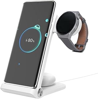 Compare Nillkin PowerTrio 3in1 Wireless Charger Station Designed for Mobile PhoneEarphoneSmart Watch, with Huawei Watch Wirelss Charger UK Plug  White at KSA Price
