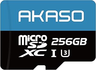 Compare AKASO 256GB microSDXC U3 Memory Card with Adapter Up to 100MBs, UHSI C10, U3, Full HD, 4K UHD, MicroSD Card at KSA Price