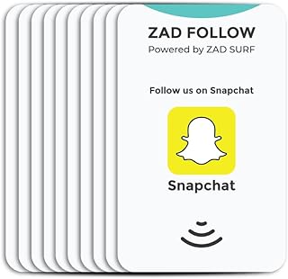 Pack of 10 Follow. Snapchat Follows NFC Card…