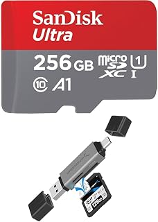 Compare SanDisk 256GB Ultra microSDXC UHSI Memory Card 150MBs with SABRENT USBCUSB 3.0 Dual Slot Card Reader Adapter 5Gbps at KSA Price