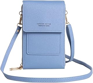 Compare Lukione Waterproof Cell Phone Bag Cross Body Bag Portable Change Bags Multifunction PU Leather Water Proof Bag Case for Woman（Blue） at KSA Price