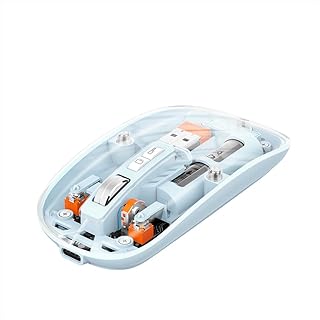 Compare Transparent Wireless Highend PixArt 3065 IC Design 1600DPI Adjustable Silent Switch TypeC OneKey Desktop Office Gaming BT Computer Mice at KSA Price