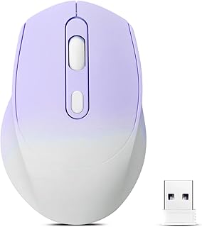 Compare Wireless Gradient Color Bluetooth Mouse,Dual Mode Rechargeable Silent Slim Laptop Mouse,PortableBT5.2+USB Receiver Computer Mice,for Laptop,Desktop Computer,ipad Tablet,Phone,TV Gradient Purple at KSA Price